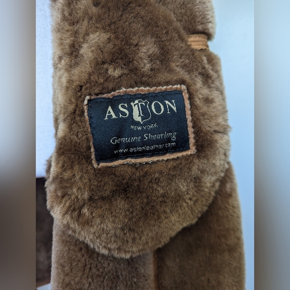 Aston New York Leather Suede Shearling Jacket - Picture 6 of 10